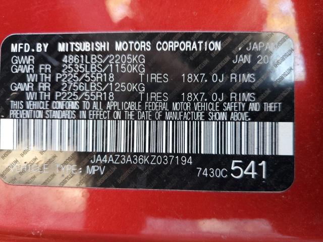 Photo 9 VIN: JA4AZ3A36KZ037194 - MITSUBISHI OUTLANDER 