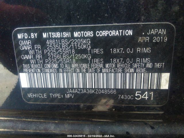 Photo 8 VIN: JA4AZ3A36KZ048566 - MITSUBISHI OUTLANDER 