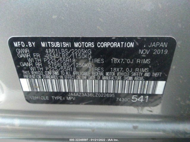 Photo 8 VIN: JA4AZ3A36LZ022695 - MITSUBISHI OUTLANDER 