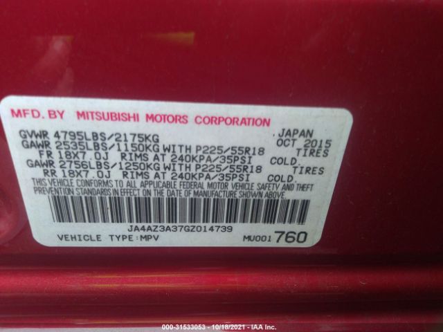 Photo 8 VIN: JA4AZ3A37GZ014739 - MITSUBISHI OUTLANDER 