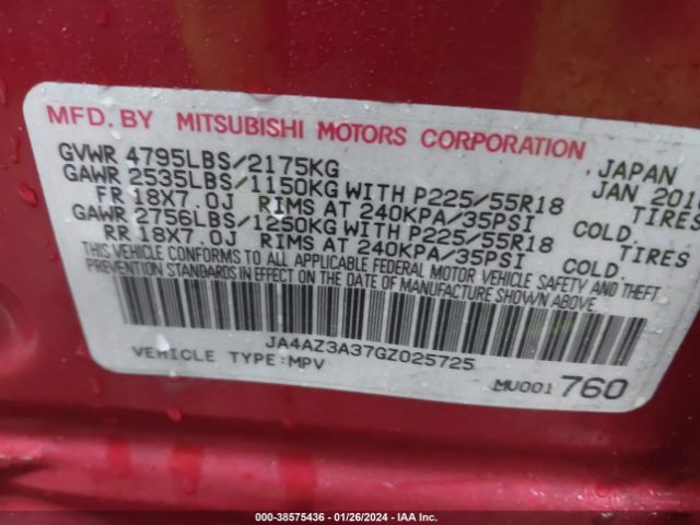 Photo 8 VIN: JA4AZ3A37GZ025725 - MITSUBISHI OUTLANDER 