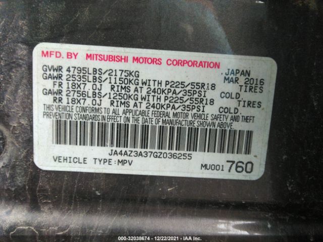 Photo 8 VIN: JA4AZ3A37GZ036255 - MITSUBISHI OUTLANDER 