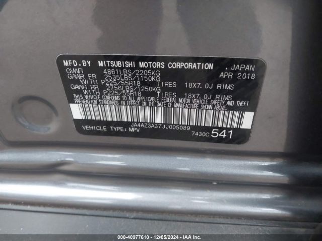 Photo 8 VIN: JA4AZ3A37JJ005089 - MITSUBISHI OUTLANDER 