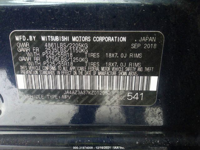 Photo 8 VIN: JA4AZ3A37KZ012952 - MITSUBISHI OUTLANDER 