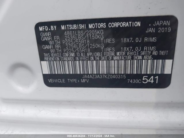 Photo 8 VIN: JA4AZ3A37KZ040315 - MITSUBISHI OUTLANDER 