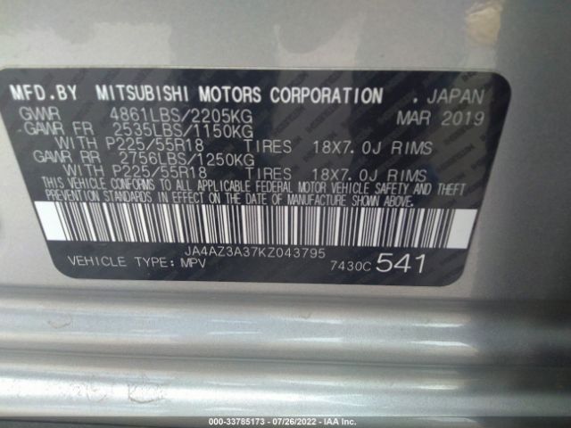 Photo 8 VIN: JA4AZ3A37KZ043795 - MITSUBISHI OUTLANDER 