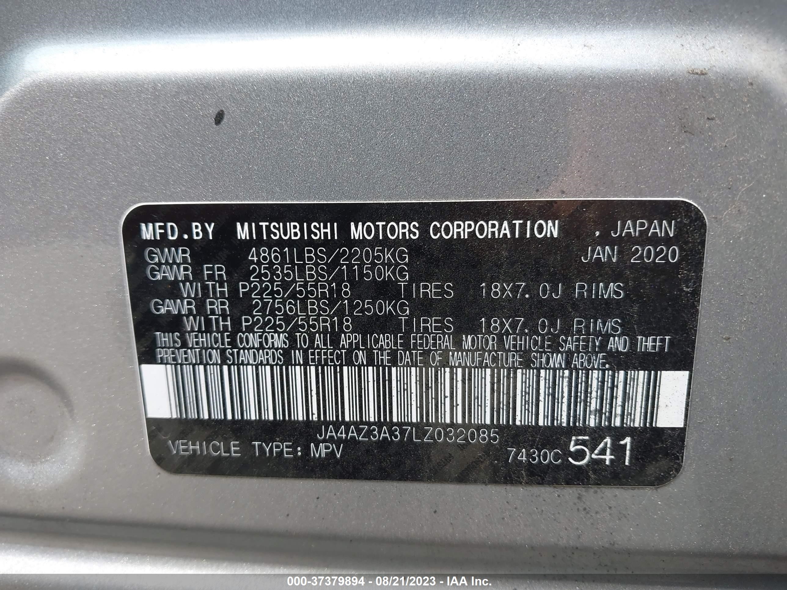 Photo 8 VIN: JA4AZ3A37LZ032085 - MITSUBISHI OUTLANDER 