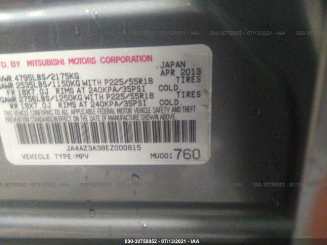 Photo 8 VIN: JA4AZ3A38EZ000815 - MITSUBISHI OUTLANDER 