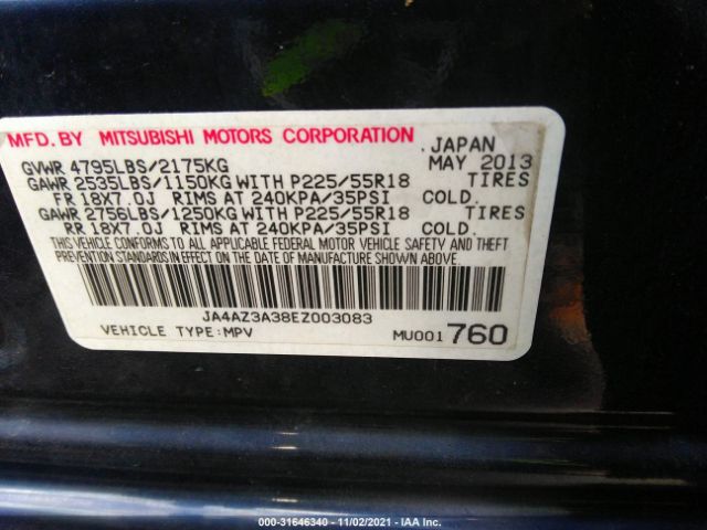 Photo 8 VIN: JA4AZ3A38EZ003083 - MITSUBISHI OUTLANDER 