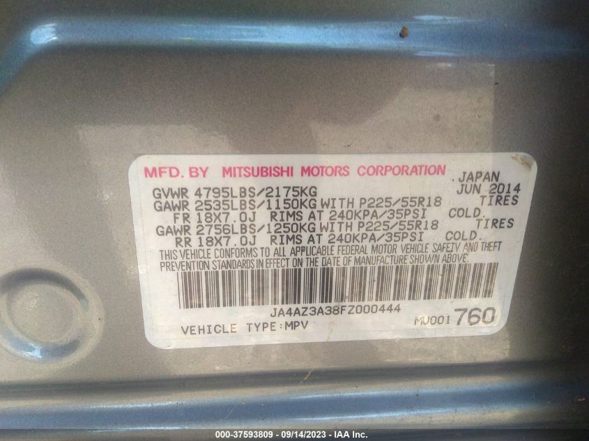 Photo 8 VIN: JA4AZ3A38FZ000444 - MITSUBISHI OUTLANDER 