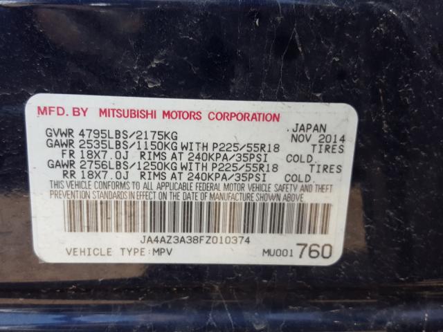 Photo 9 VIN: JA4AZ3A38FZ010374 - MITSUBISHI OUTLANDER 