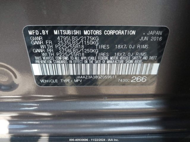 Photo 8 VIN: JA4AZ3A38GZ059611 - MITSUBISHI OUTLANDER 