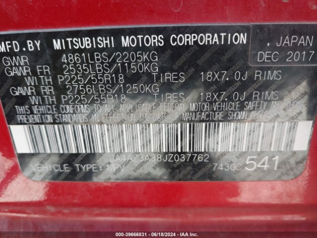 Photo 8 VIN: JA4AZ3A38JZ037762 - MITSUBISHI OUTLANDER 