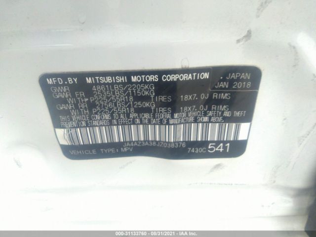 Photo 8 VIN: JA4AZ3A38JZ038376 - MITSUBISHI OUTLANDER 