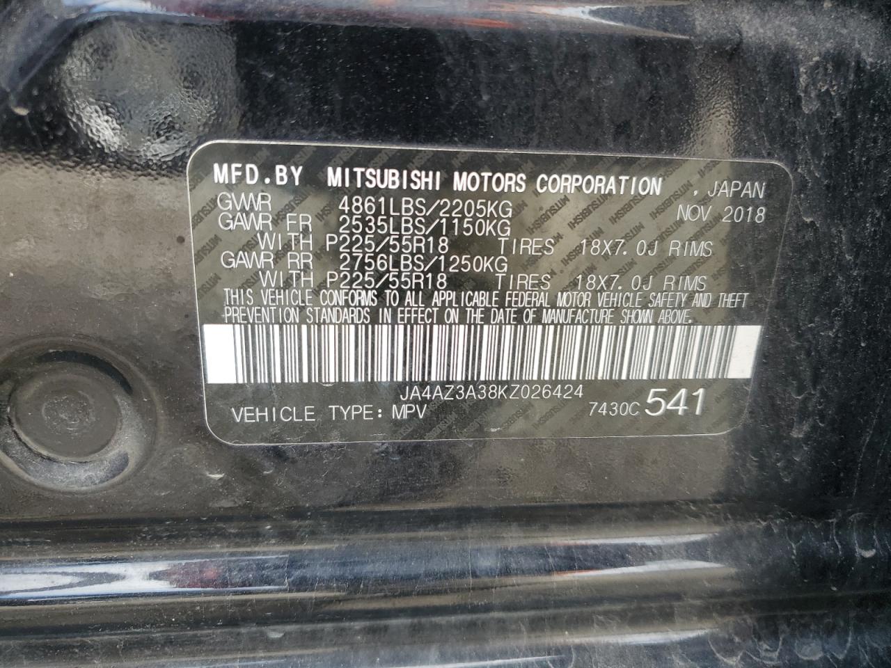 Photo 13 VIN: JA4AZ3A38KZ026424 - MITSUBISHI OUTLANDER 