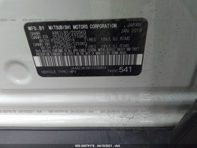 Photo 8 VIN: JA4AZ3A38KZ038959 - MITSUBISHI OUTLANDER 