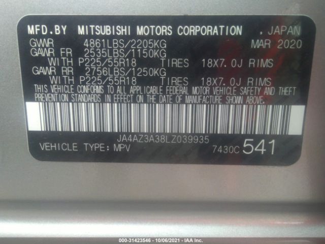 Photo 8 VIN: JA4AZ3A38LZ039935 - MITSUBISHI OUTLANDER 