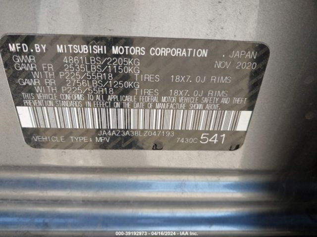 Photo 8 VIN: JA4AZ3A38LZ047193 - MITSUBISHI OUTLANDER 