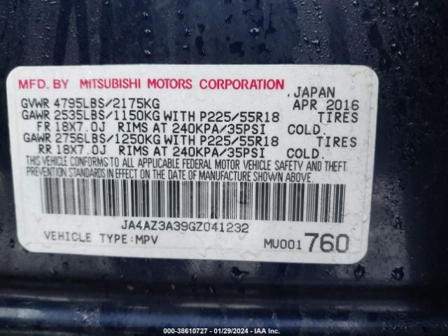 Photo 8 VIN: JA4AZ3A39GZ041232 - MITSUBISHI OUTLANDER 