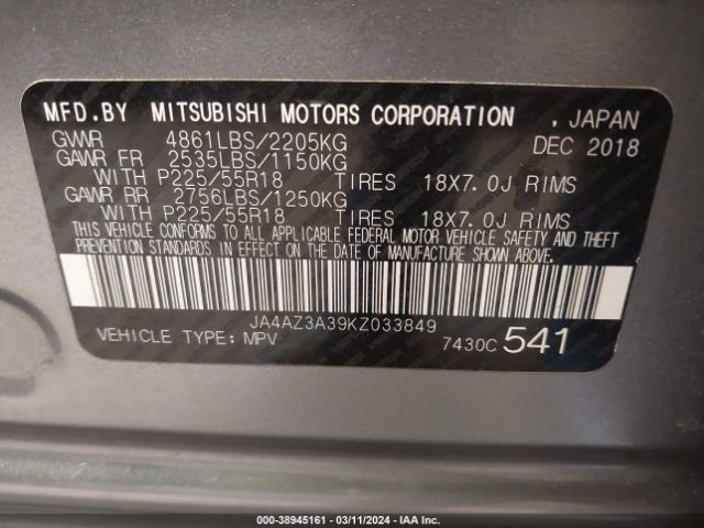 Photo 8 VIN: JA4AZ3A39KZ033849 - MITSUBISHI OUTLANDER 