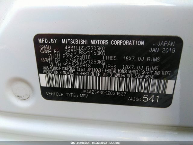 Photo 8 VIN: JA4AZ3A39KZ039537 - MITSUBISHI OUTLANDER 