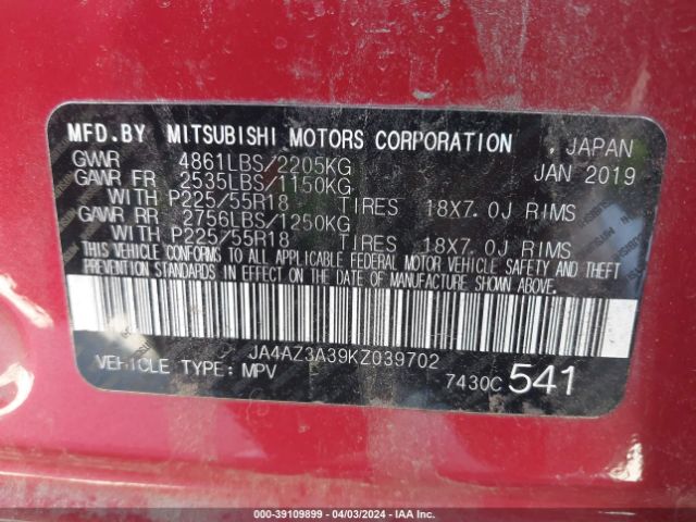 Photo 8 VIN: JA4AZ3A39KZ039702 - MITSUBISHI OUTLANDER 