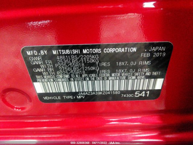 Photo 8 VIN: JA4AZ3A39KZ041580 - MITSUBISHI OUTLANDER 