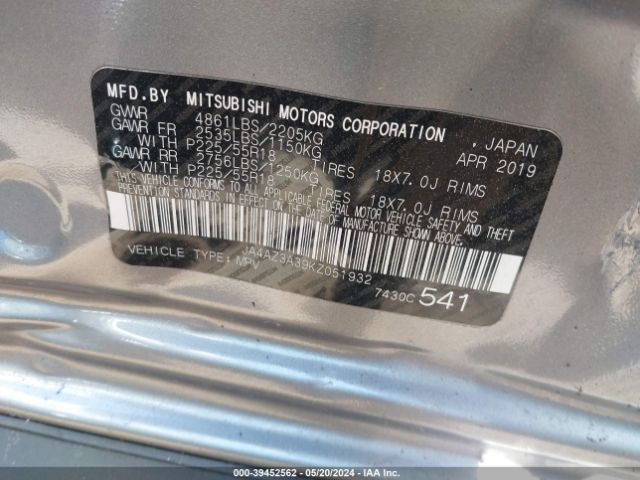 Photo 8 VIN: JA4AZ3A39KZ051932 - MITSUBISHI OUTLANDER 