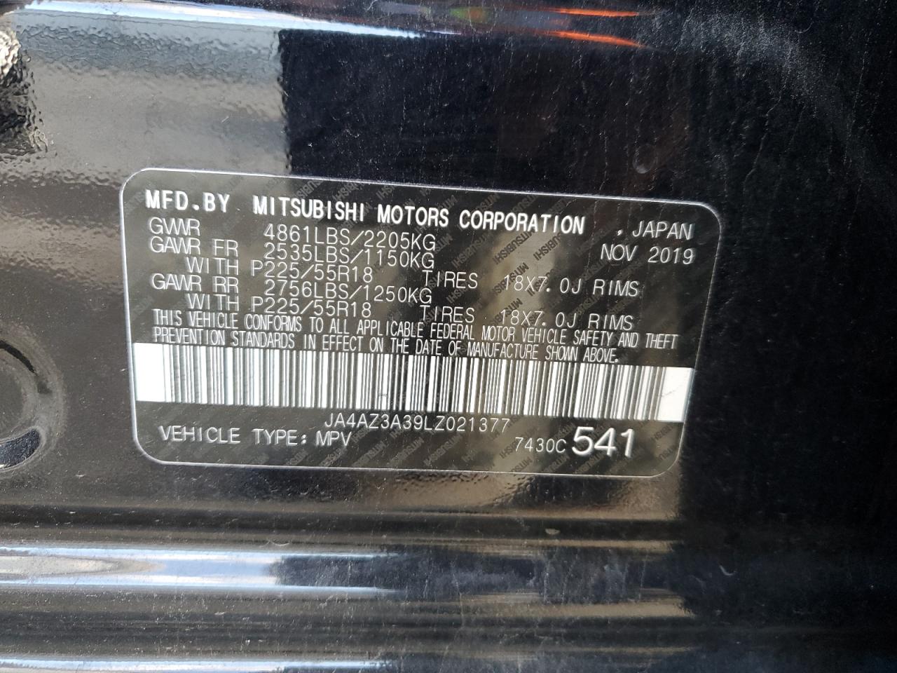 Photo 12 VIN: JA4AZ3A39LZ021377 - MITSUBISHI OUTLANDER 