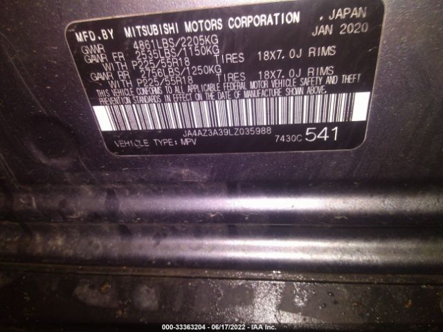 Photo 8 VIN: JA4AZ3A39LZ035988 - MITSUBISHI OUTLANDER 