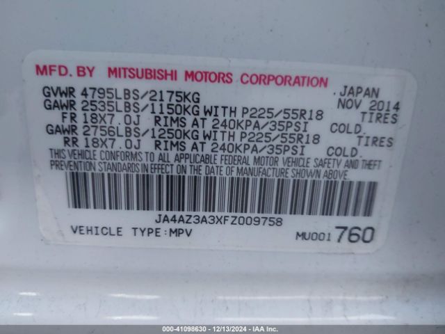 Photo 8 VIN: JA4AZ3A3XFZ009758 - MITSUBISHI OUTLANDER 