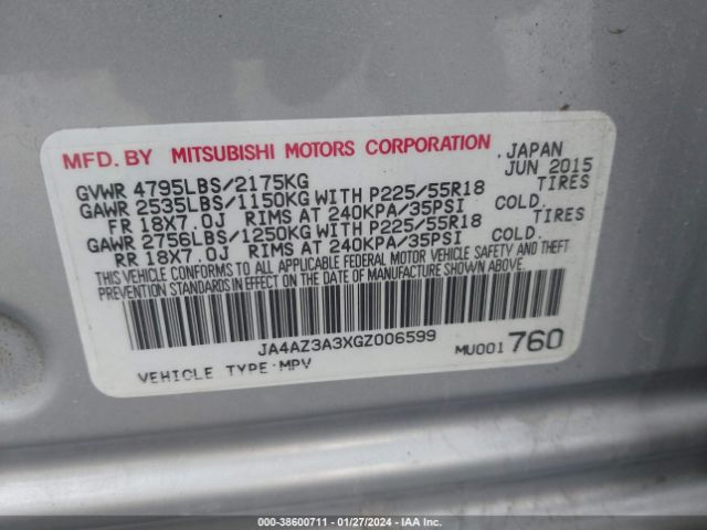 Photo 8 VIN: JA4AZ3A3XGZ006599 - MITSUBISHI OUTLANDER 