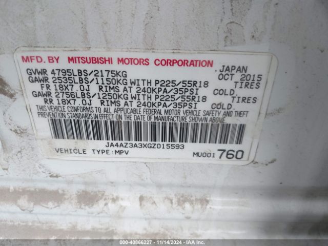 Photo 8 VIN: JA4AZ3A3XGZ015593 - MITSUBISHI OUTLANDER 