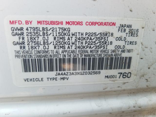 Photo 9 VIN: JA4AZ3A3XGZ032569 - MITSUBISHI OUTLANDER 