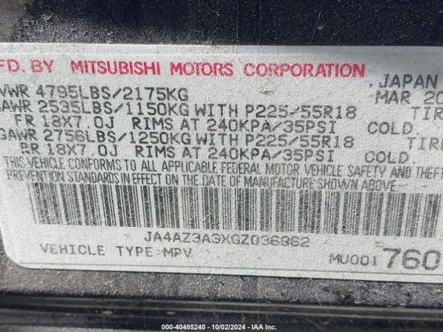 Photo 8 VIN: JA4AZ3A3XGZ036962 - MITSUBISHI OUTLANDER 