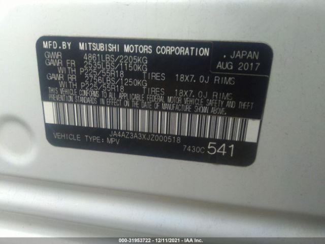 Photo 8 VIN: JA4AZ3A3XJZ000518 - MITSUBISHI OUTLANDER 