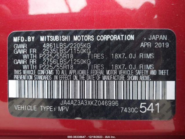 Photo 8 VIN: JA4AZ3A3XKZ046996 - MITSUBISHI OUTLANDER 