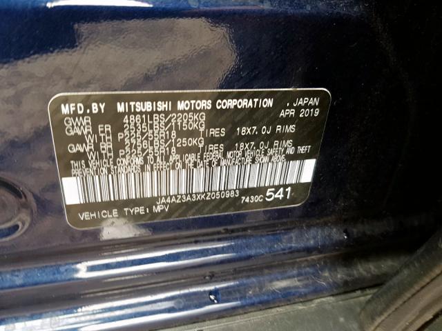 Photo 9 VIN: JA4AZ3A3XKZ050983 - MITSUBISHI OUTLANDER 