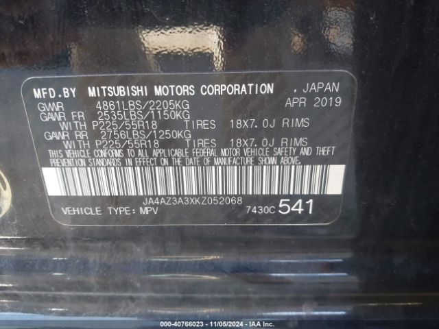 Photo 8 VIN: JA4AZ3A3XKZ052068 - MITSUBISHI OUTLANDER 