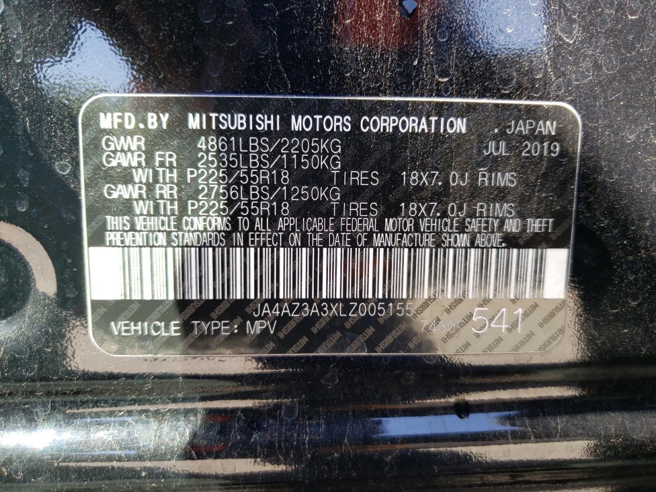 Photo 11 VIN: JA4AZ3A3XLZ005155 - MITSUBISHI OUTLANDER 