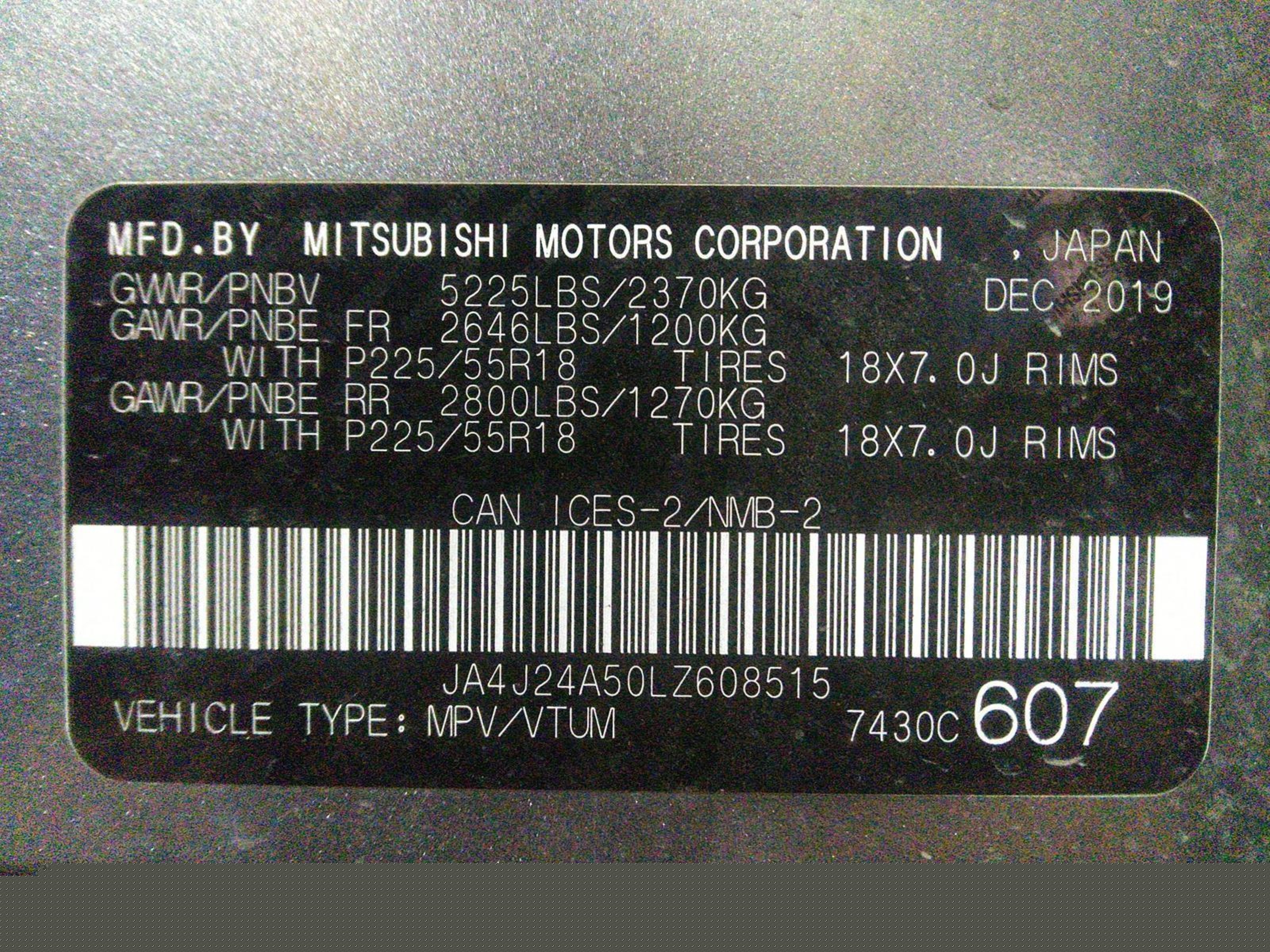 Photo 8 VIN: JA4J24A50LZ608515 - MITSUBISHI OUTLANDER 