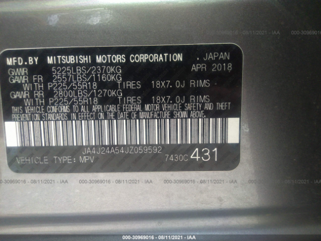 Photo 8 VIN: JA4J24A54JZ059592 - MITSUBISHI OUTLANDER 