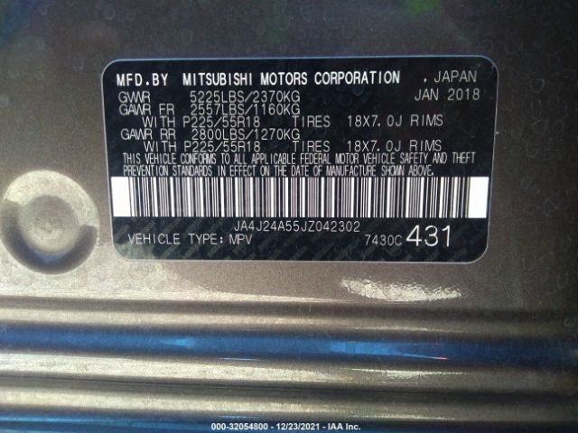 Photo 8 VIN: JA4J24A55JZ042302 - MITSUBISHI OUTLANDER PHEV 