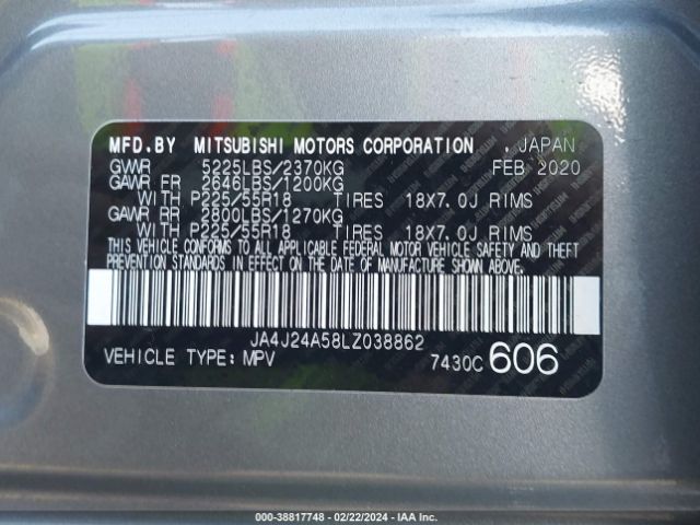 Photo 8 VIN: JA4J24A58LZ038862 - MITSUBISHI OUTLANDER PHEV 