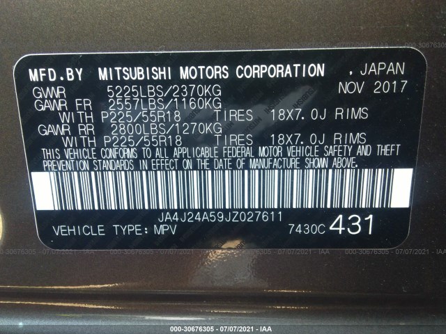 Photo 8 VIN: JA4J24A59JZ027611 - MITSUBISHI OUTLANDER PHEV 