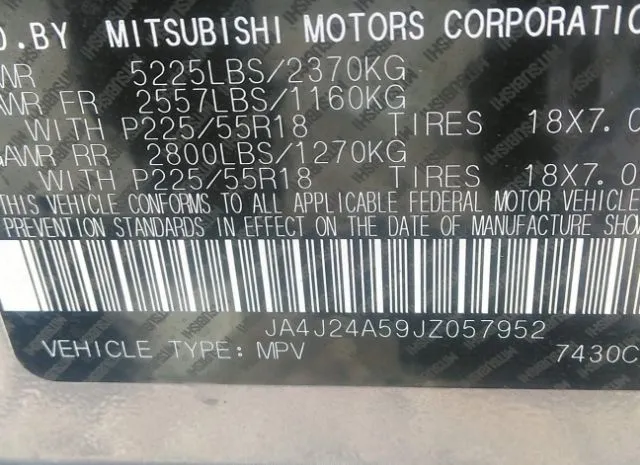 Photo 8 VIN: JA4J24A59JZ057952 - MITSUBISHI OUTLANDER 