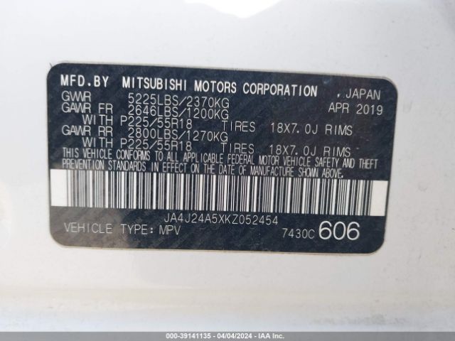 Photo 8 VIN: JA4J24A5XKZ052454 - MITSUBISHI OUTLANDER PHEV 