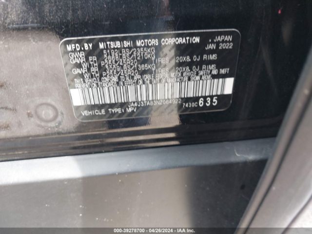 Photo 8 VIN: JA4J3TA83NZ064922 - MITSUBISHI OUTLANDER 