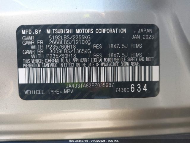 Photo 8 VIN: JA4J3TA83PZ035987 - MITSUBISHI OUTLANDER 