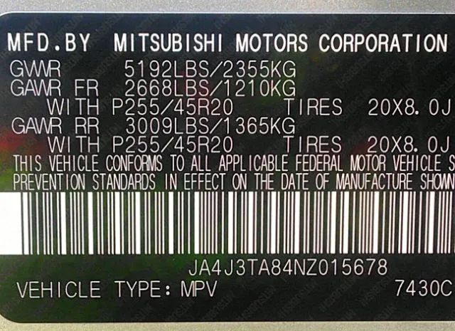 Photo 8 VIN: JA4J3TA84NZ015678 - MITSUBISHI OUTLANDER 